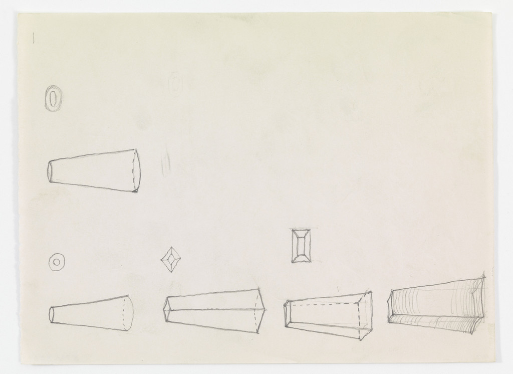 Ron Bacardi y Compania, S.A., Administration Building, project, Santiago, Cuba (Sectional perspectives and plan sketches for columns)
