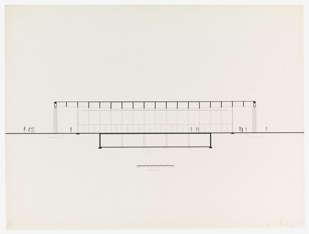 Ron Bacardi y Compania, S.A., Administration Building, project, Santiago, Cuba (Longitudinal section)