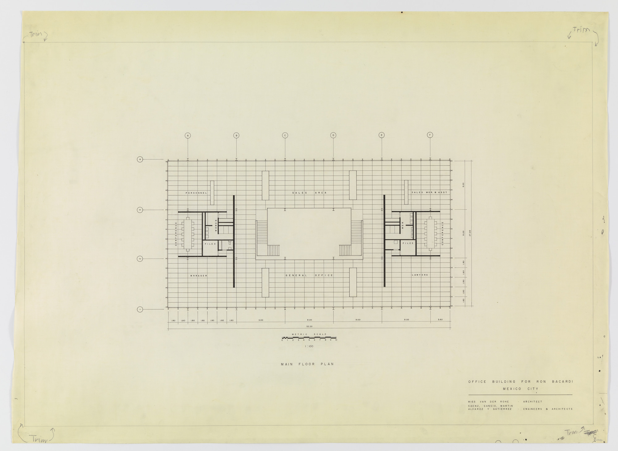 Ludwig Mies Van Der Rohe Ron Bacardí Y Compañía S A Administration Building Mexico City Mexico Main Floor Plan 1958 Moma