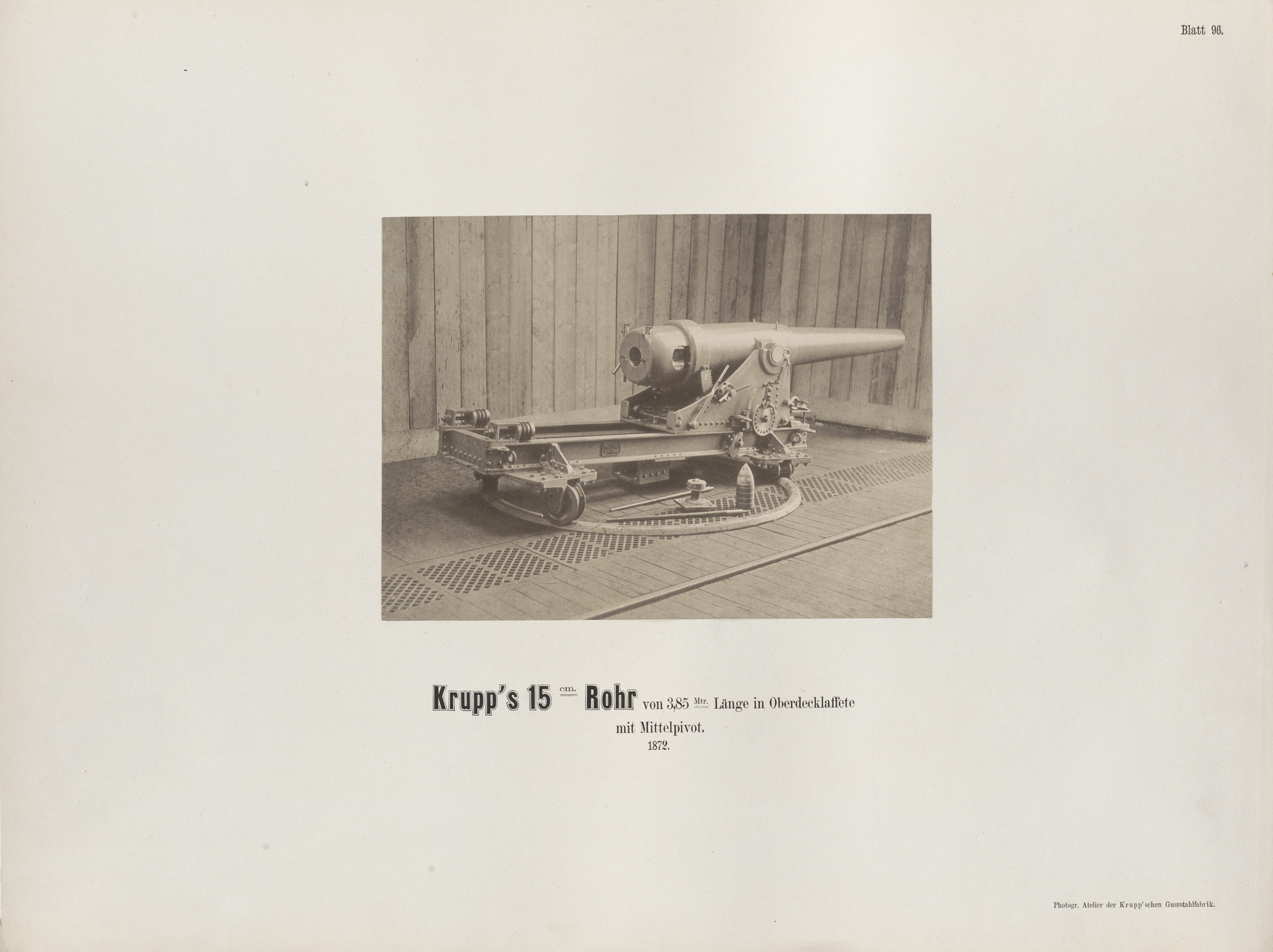 Hugo van Werden. Krupp's 15 cm. Rohr von 3,85 Mtr. Lange in Oberdecklaffete mit Mittelpivot