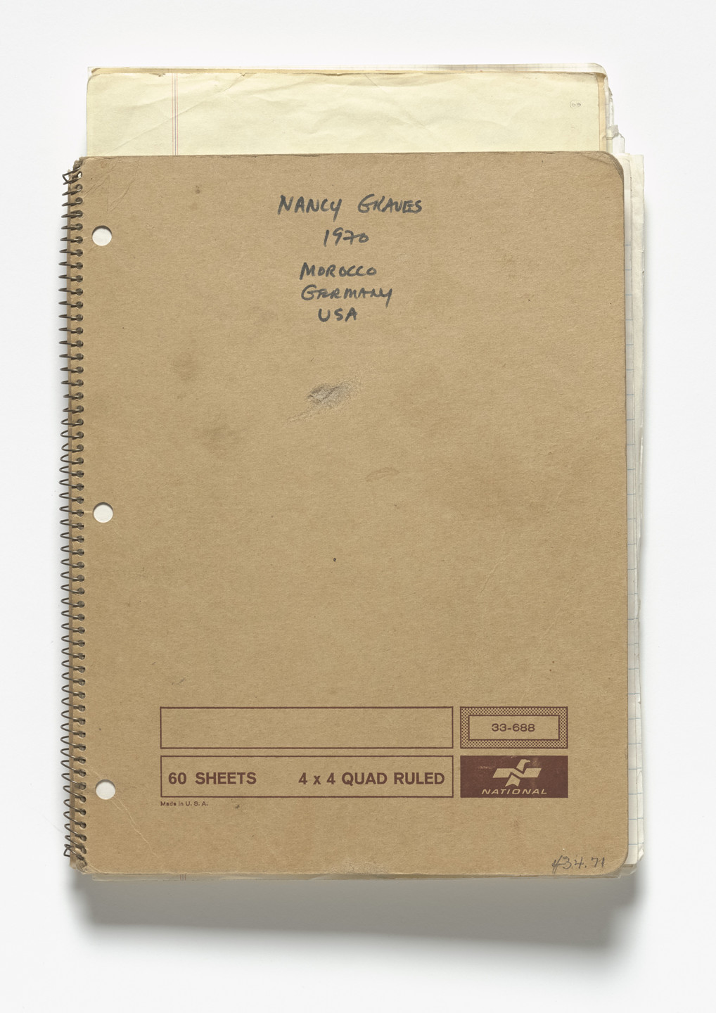 Nancy Graves. Untitled Notebook. 1970