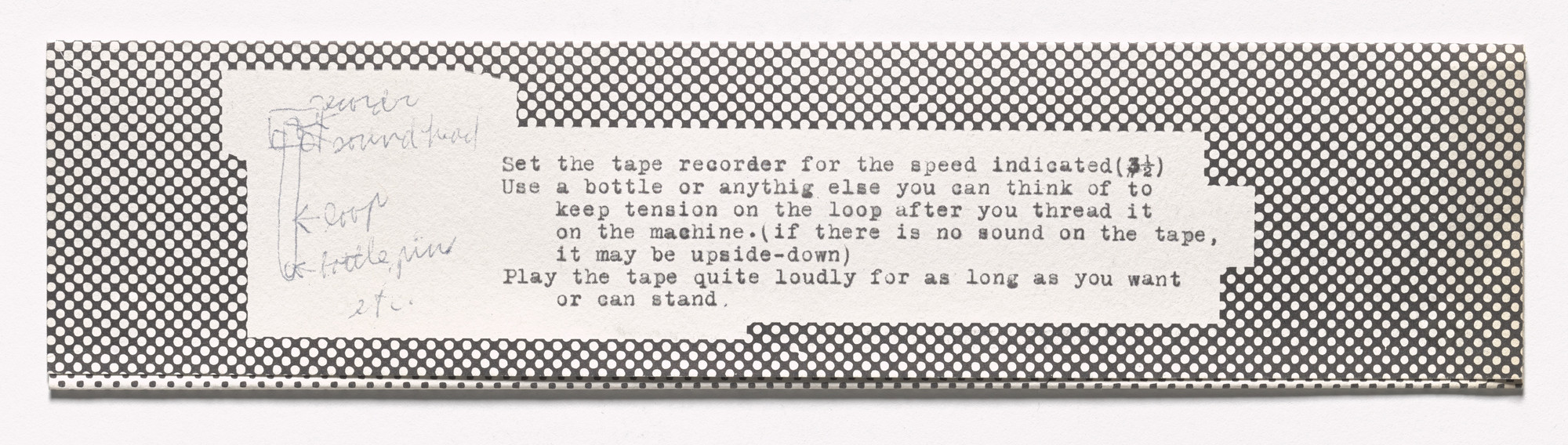 Bruce Nauman. Footsteps from S.M.S. No. 5. 1968