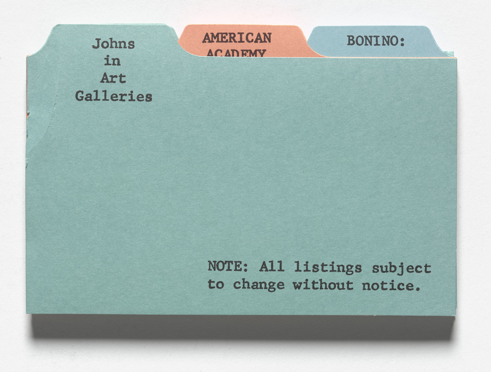 Paul Steiner. Johns in Art Galleries from S.M.S. No. 6. 1968