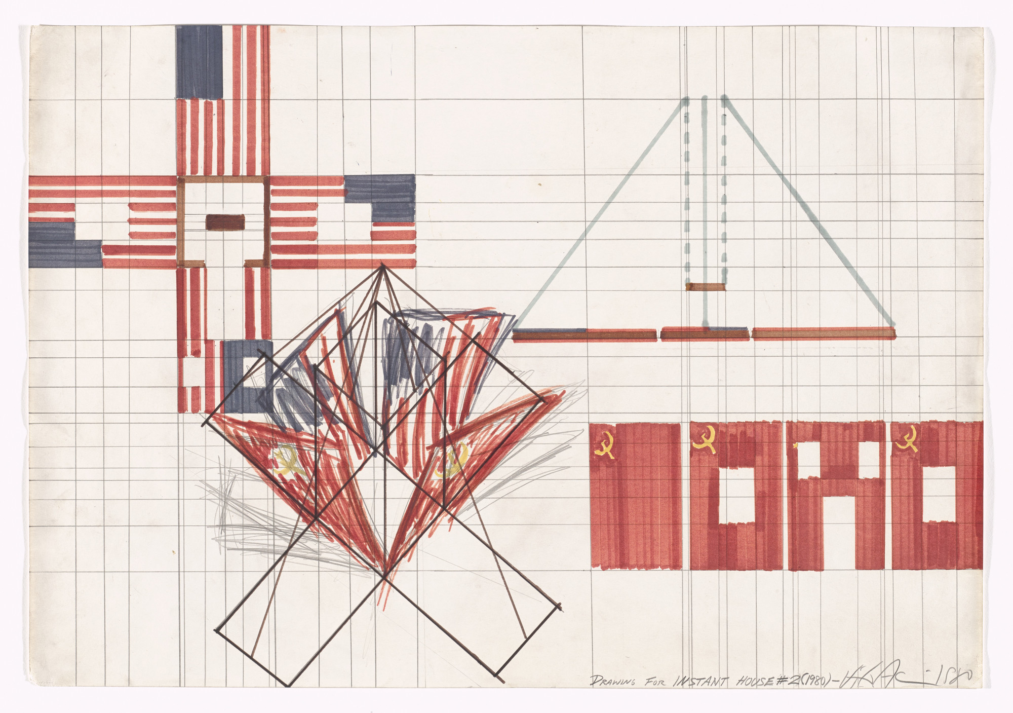 Vito Acconci. Instant House #2, Drawing. 1980