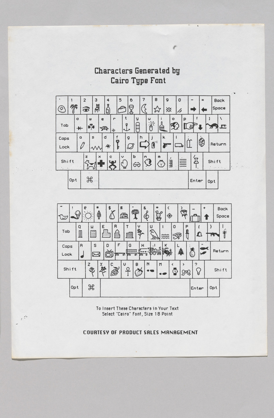 Susan Kare. Characters Generated by Cairo Type Font.