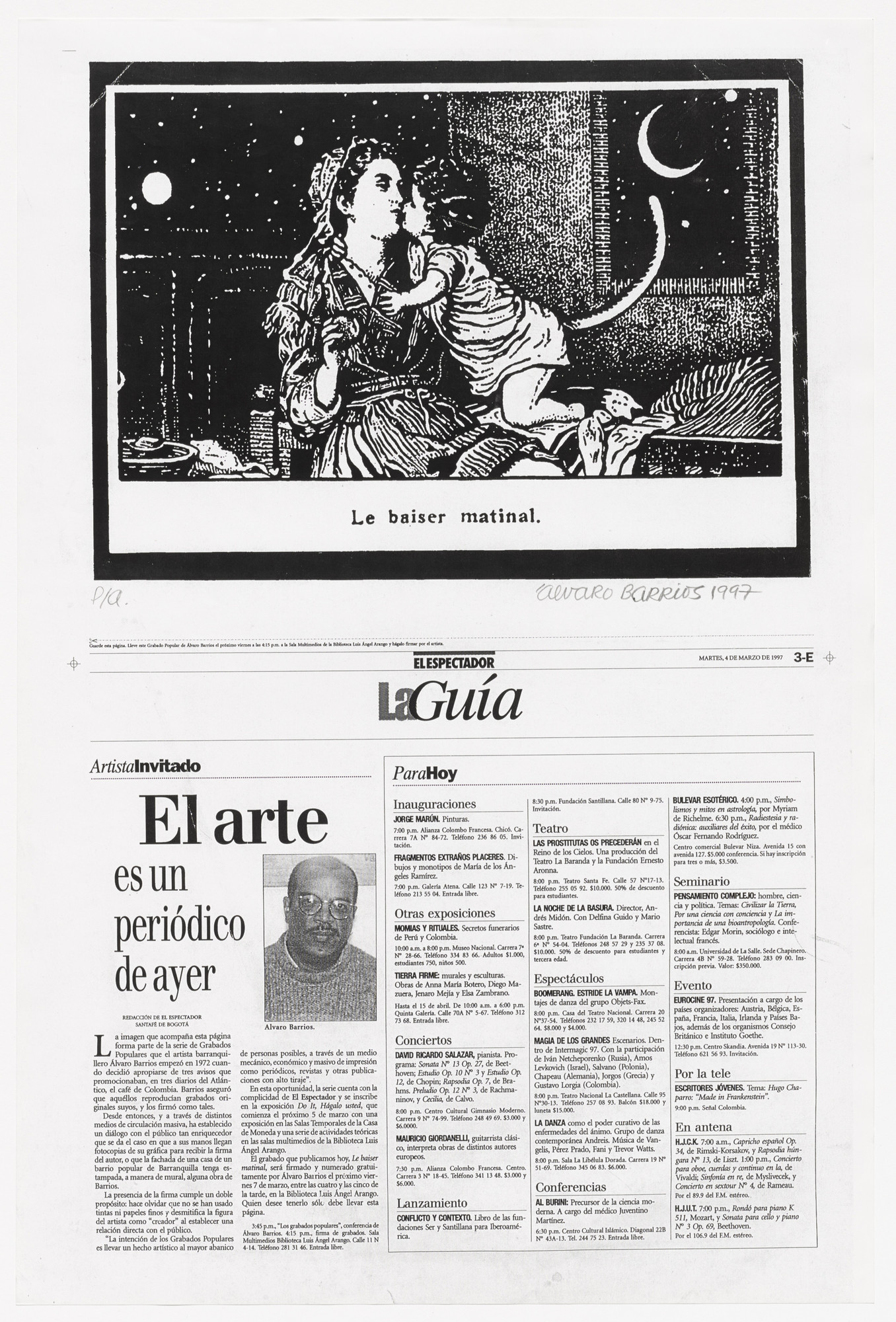 Álvaro Barrios. Popular Print "Le Baiser Matinal"