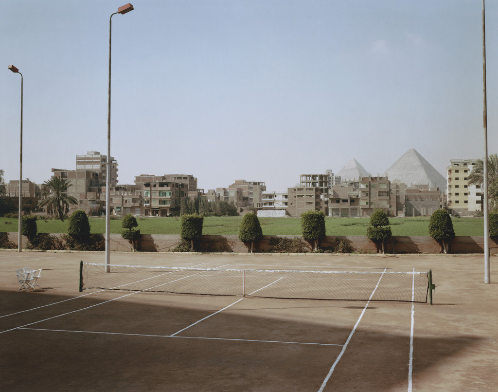 Tennis Court and Pyramids, Egypt