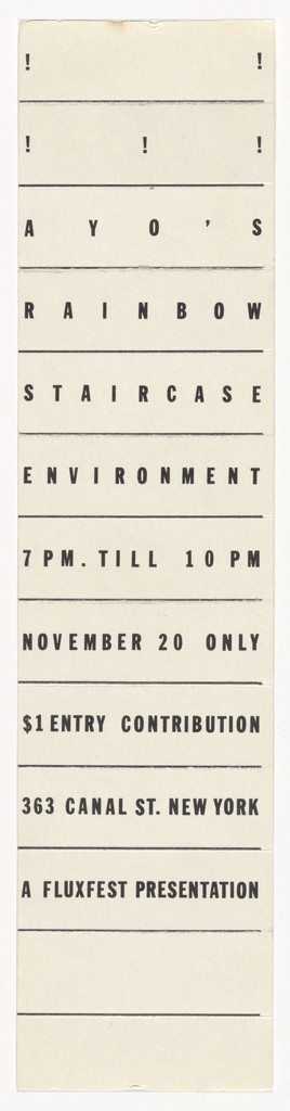 Invitation for Ay-O's Rainbow Staircase Environment, 363 Canal Street, New York, November 20, 1965