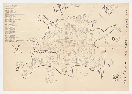 Nam June Paik. Fluxus Island in Décollage Ocean. 1963
