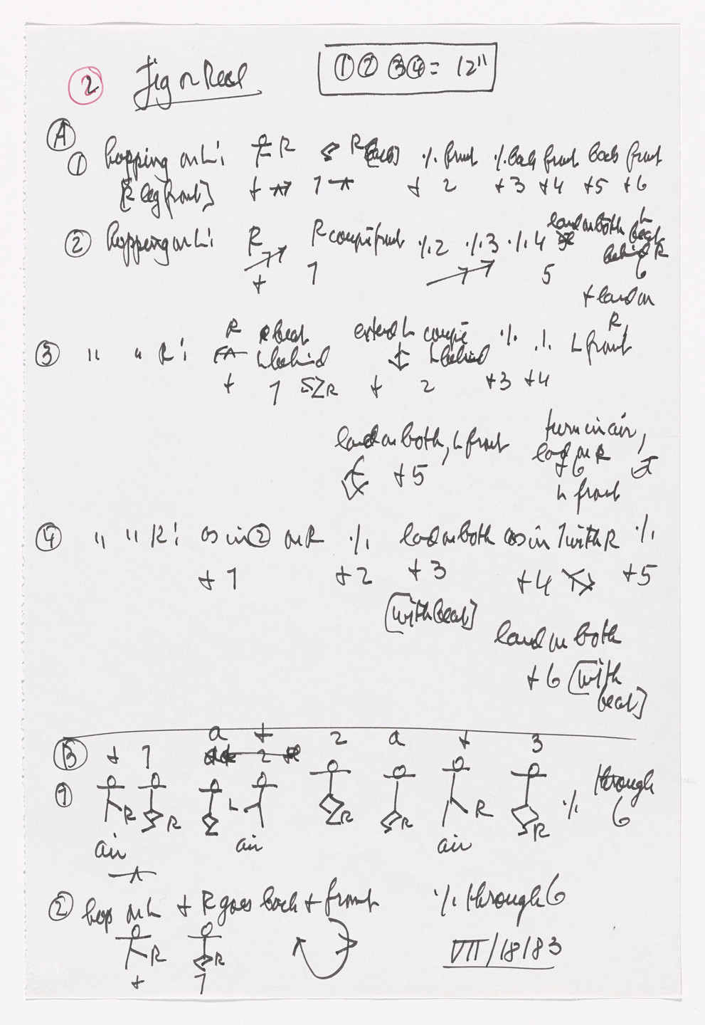 Merce Cunningham. Notes for Roaratorio. 1983
