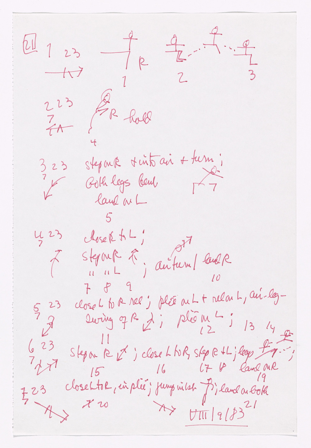 Merce Cunningham. Notes for Roaratorio. 1983