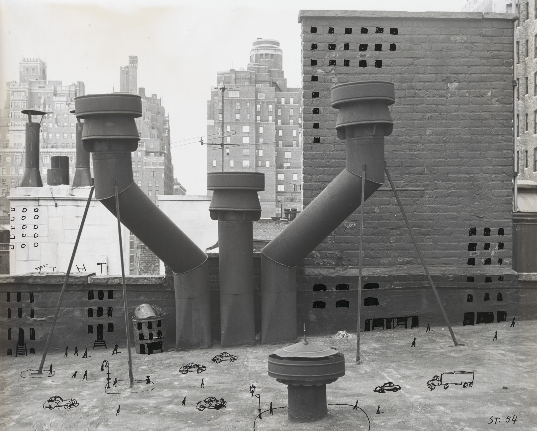 Saul Steinberg. Rooftop City. 1954