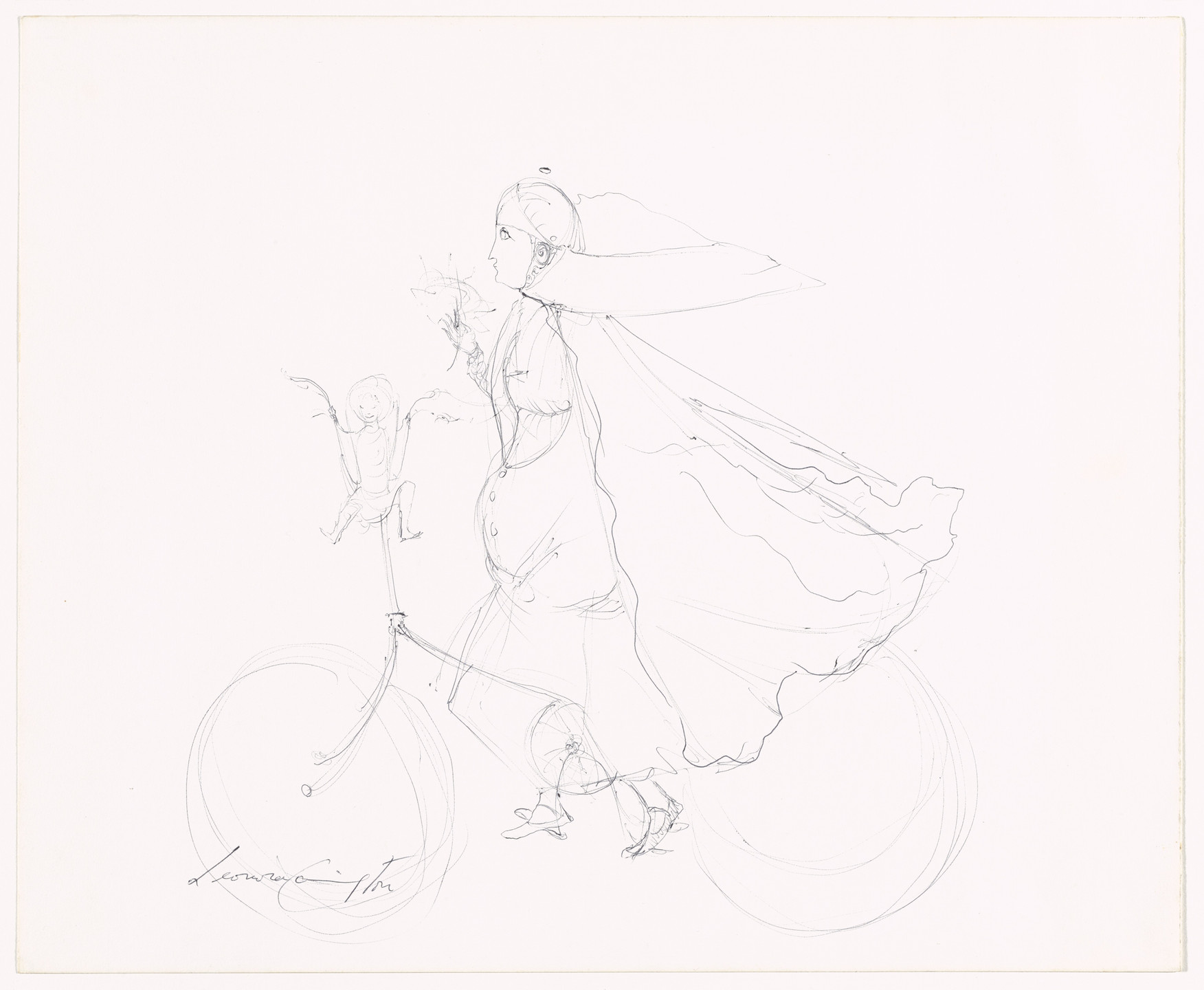 Leonora Carrington. Woman on a Bicycle. c. 1950s–60s