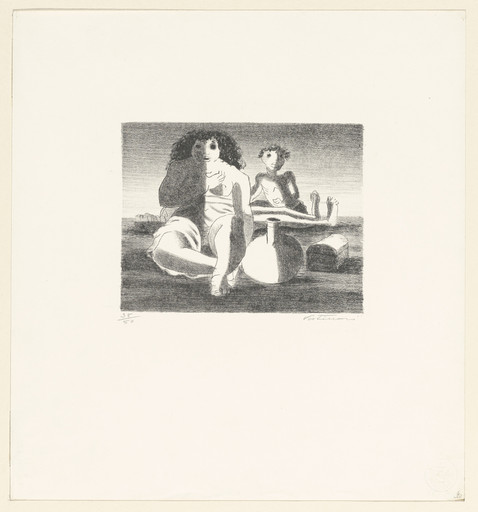 Two Figures Seated beside a Corpse