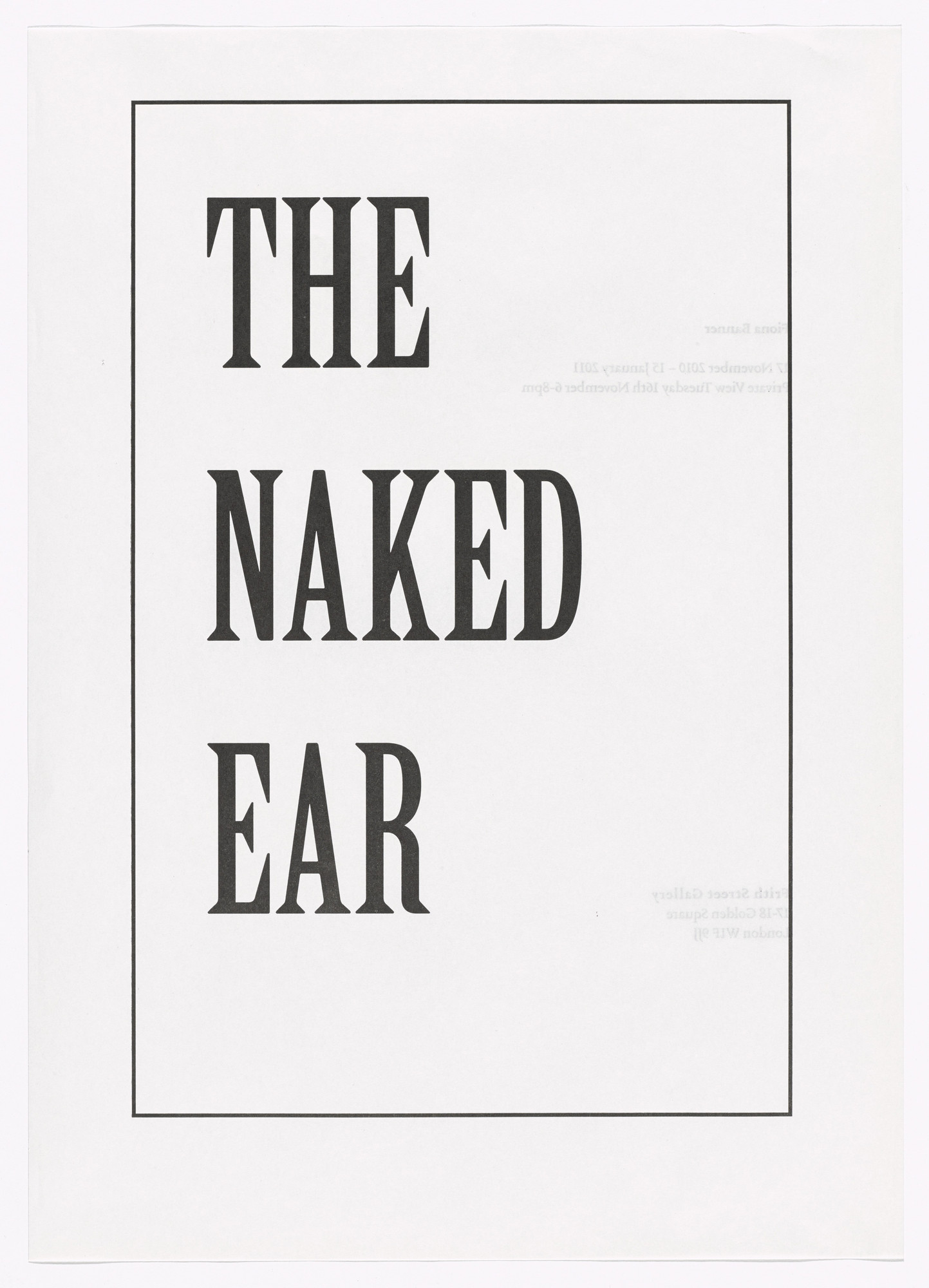 Fiona Banner. Poster for The Naked Ear