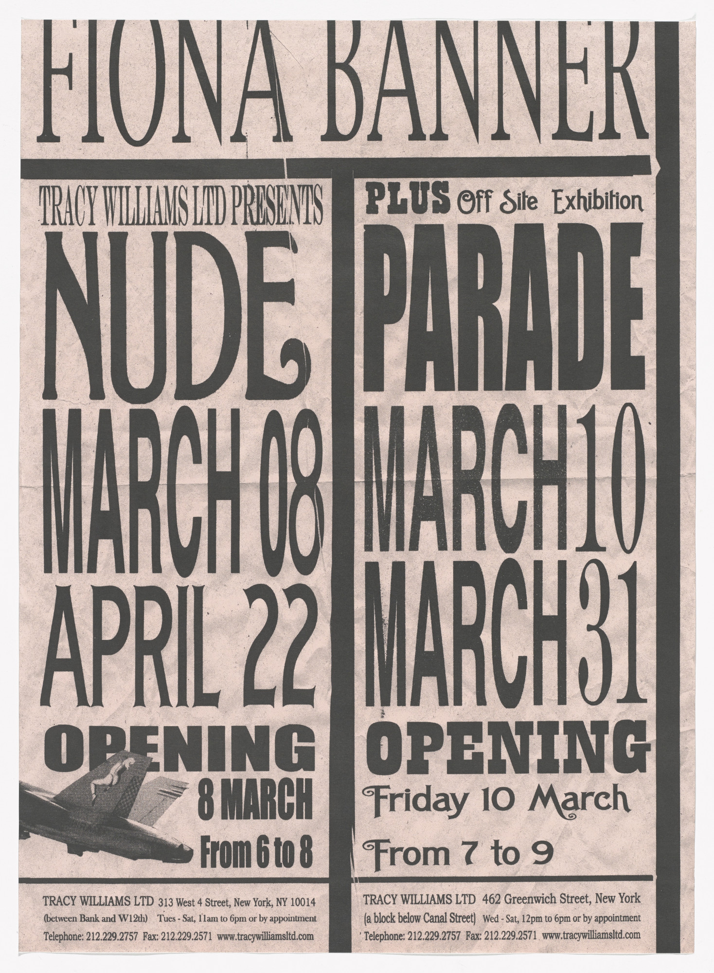 Fiona Banner. Poster for Nude/Parade, Tracy Williams, Ltd., March 8-April 22, 2006