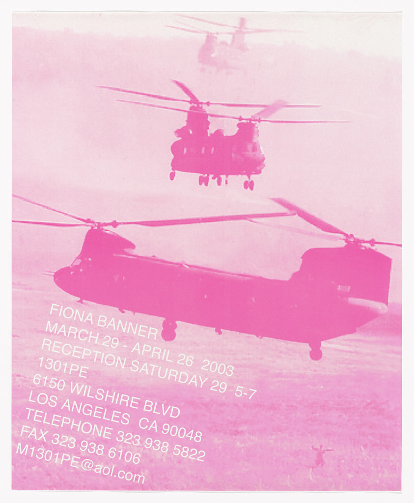 Poster for exhibition at 1301PE, Los Angeles, March 29-April 26, 2003