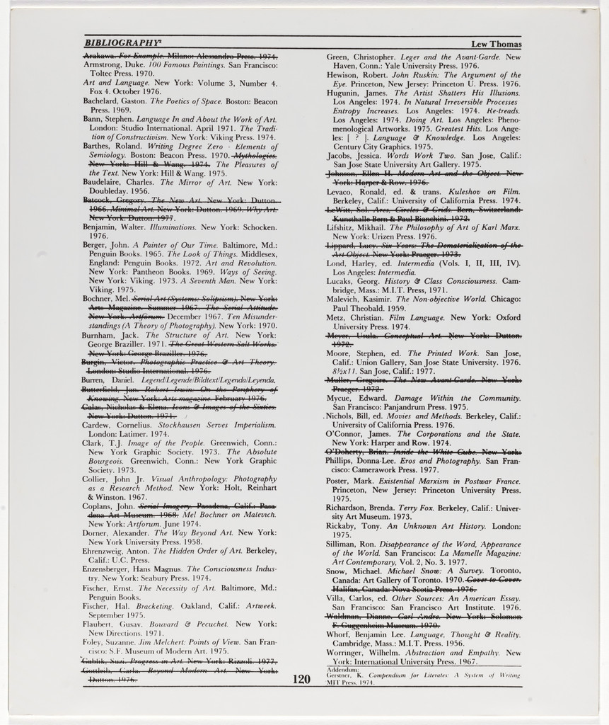 Bibliography 2, 1977 reprinted from Art Contemporary, vol. 2, no. 4