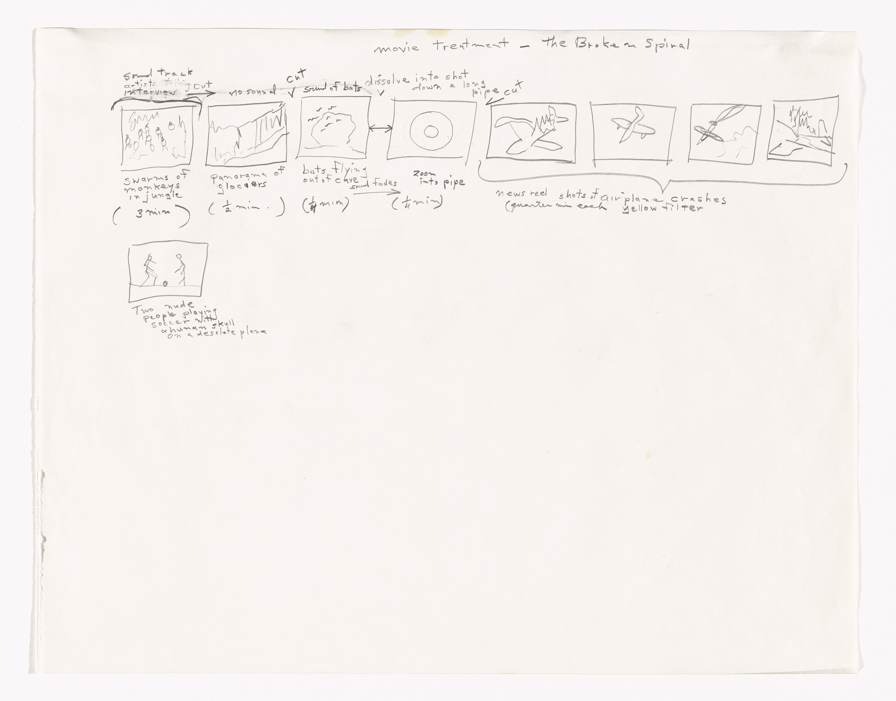 Robert Smithson. Movie Treatment - The Broken Spiral. (1970)