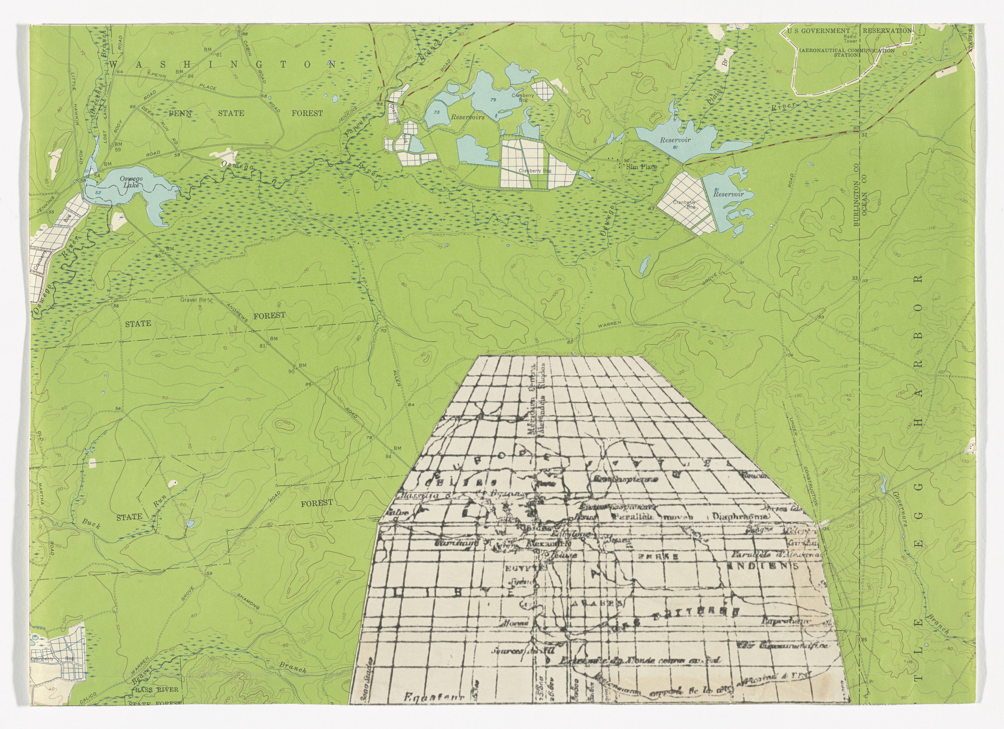 Robert Smithson. Ruin of Map of Hipparchus (100 B.C.) in Oswego Lake Quadrangle (1954-55)