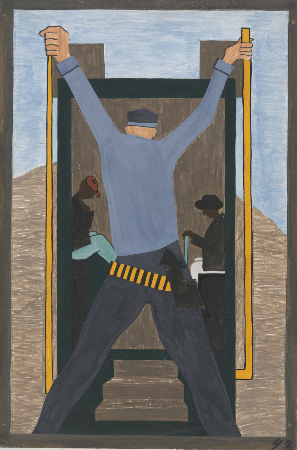 Jacob Lawrence. They also made it very difficult for migrants leaving the South. They often went to railroad stations and arrested the Negroes wholesale, which in turn made them miss their train. 1940-41