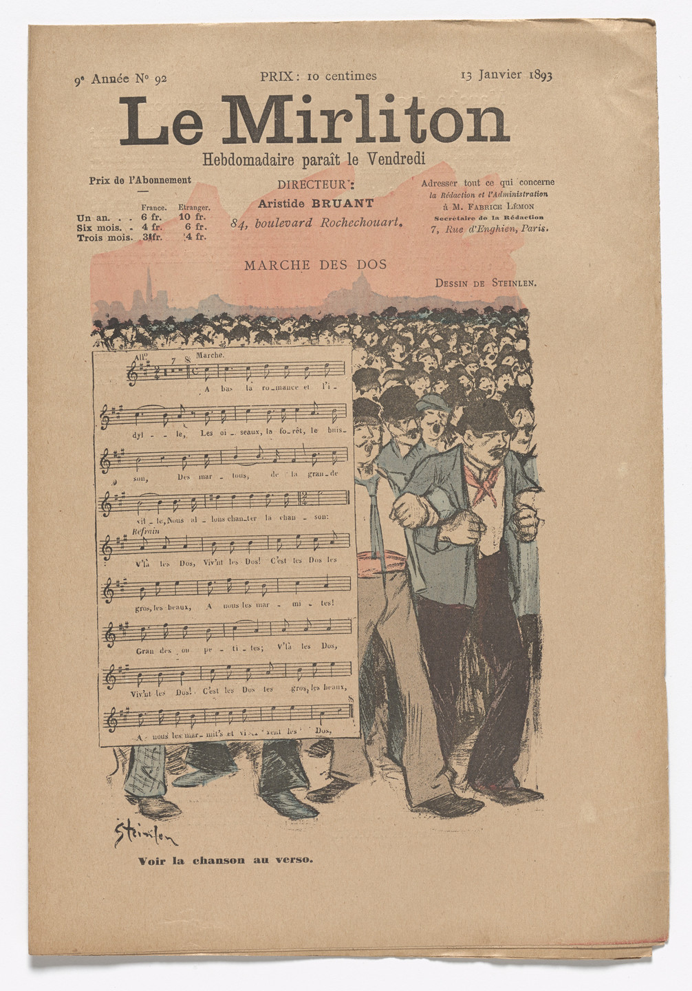 Théophile-Alexandre Steinlen. Le Mirliton, no. 92. January 13, 1893