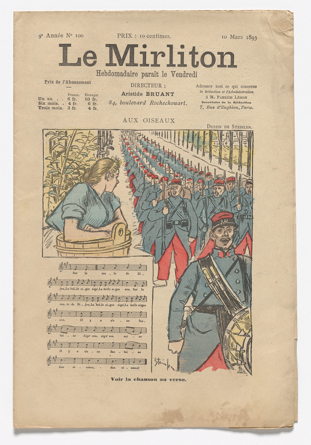 Théophile-Alexandre Steinlen. Le Mirliton, no. 100. March 10, 1893
