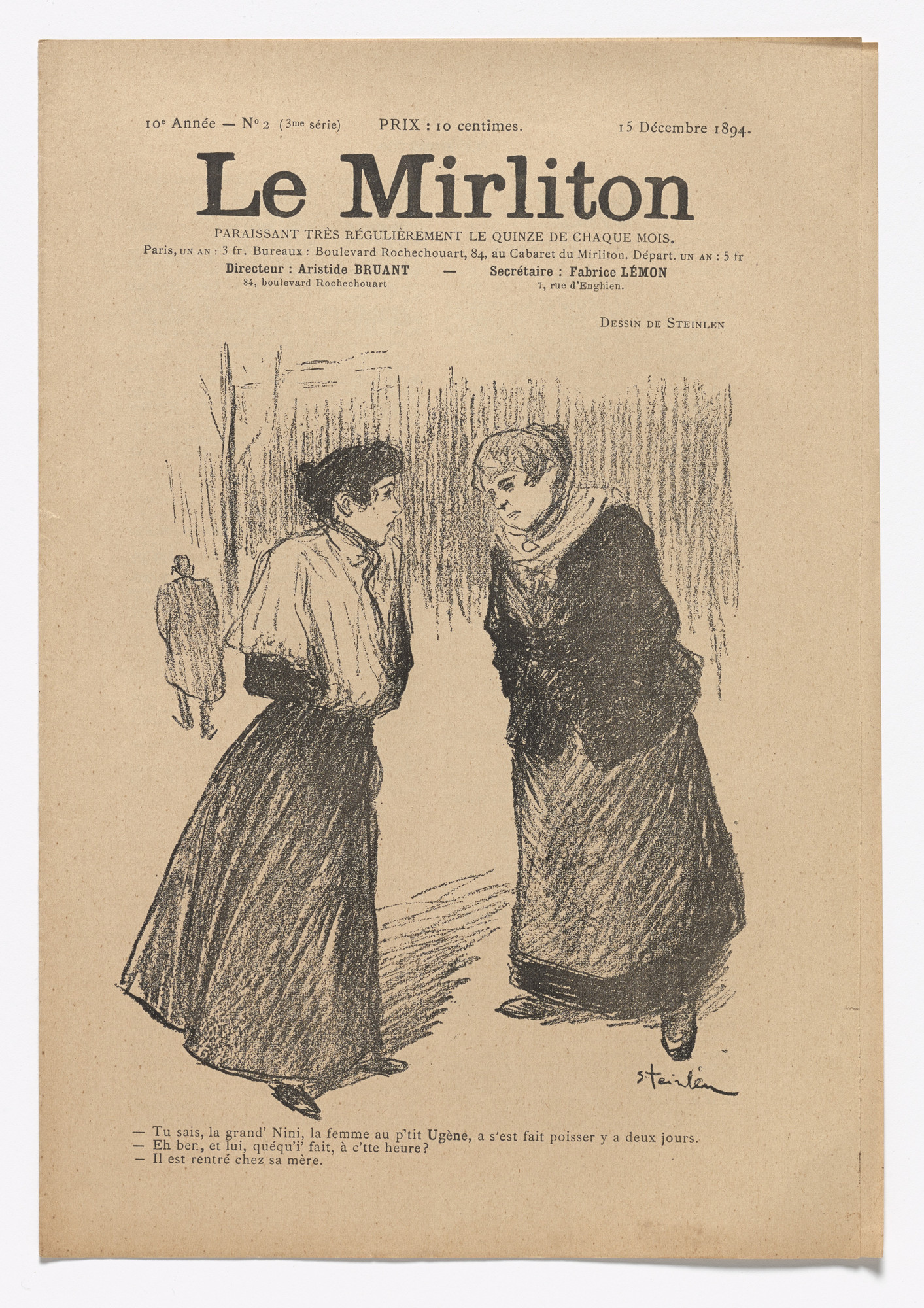 Theophile Alexandre Steinlen Le Mirliton No 2 December 15 14 Moma