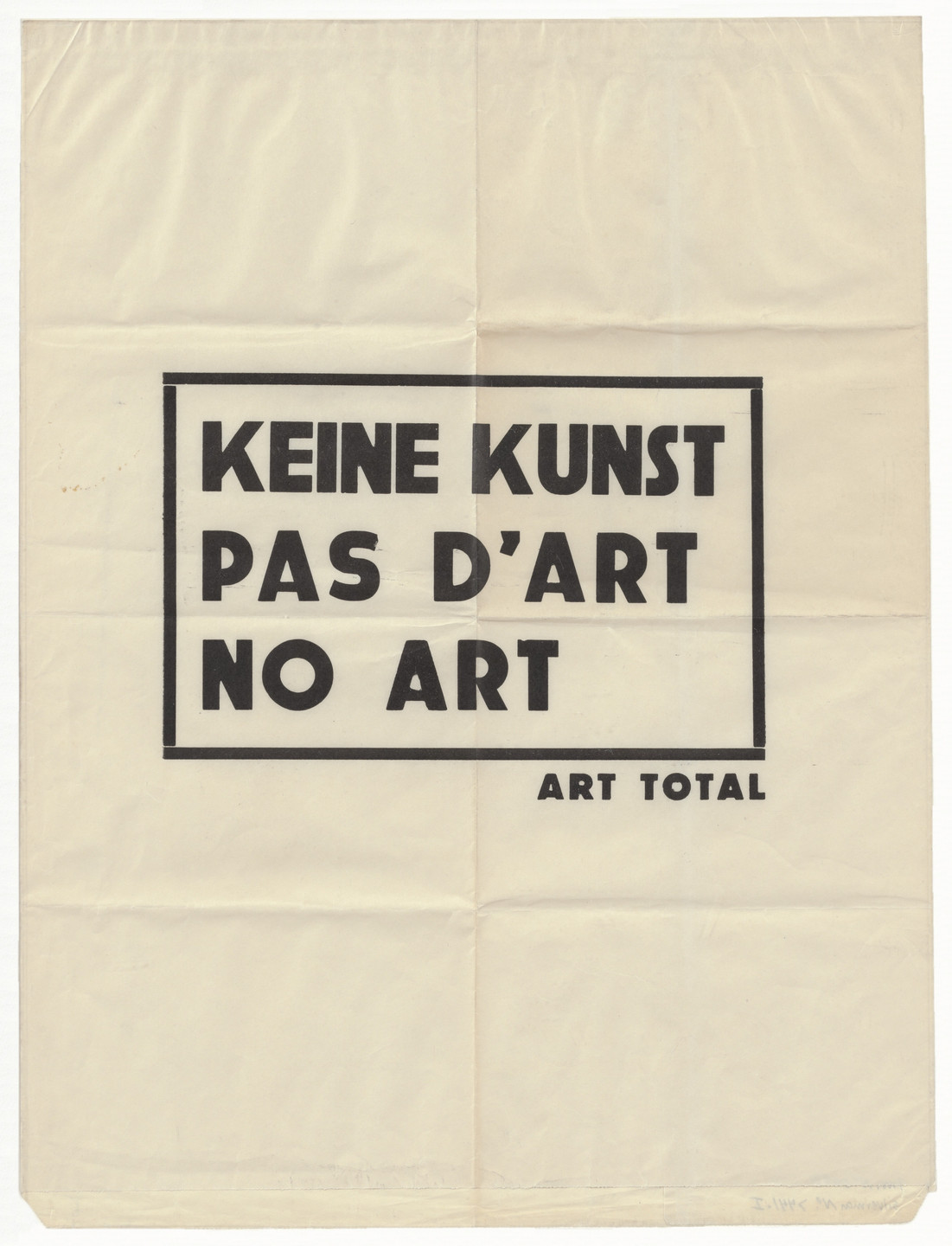 Ben Vautier. No Art (Pas d&#39;art). 1964