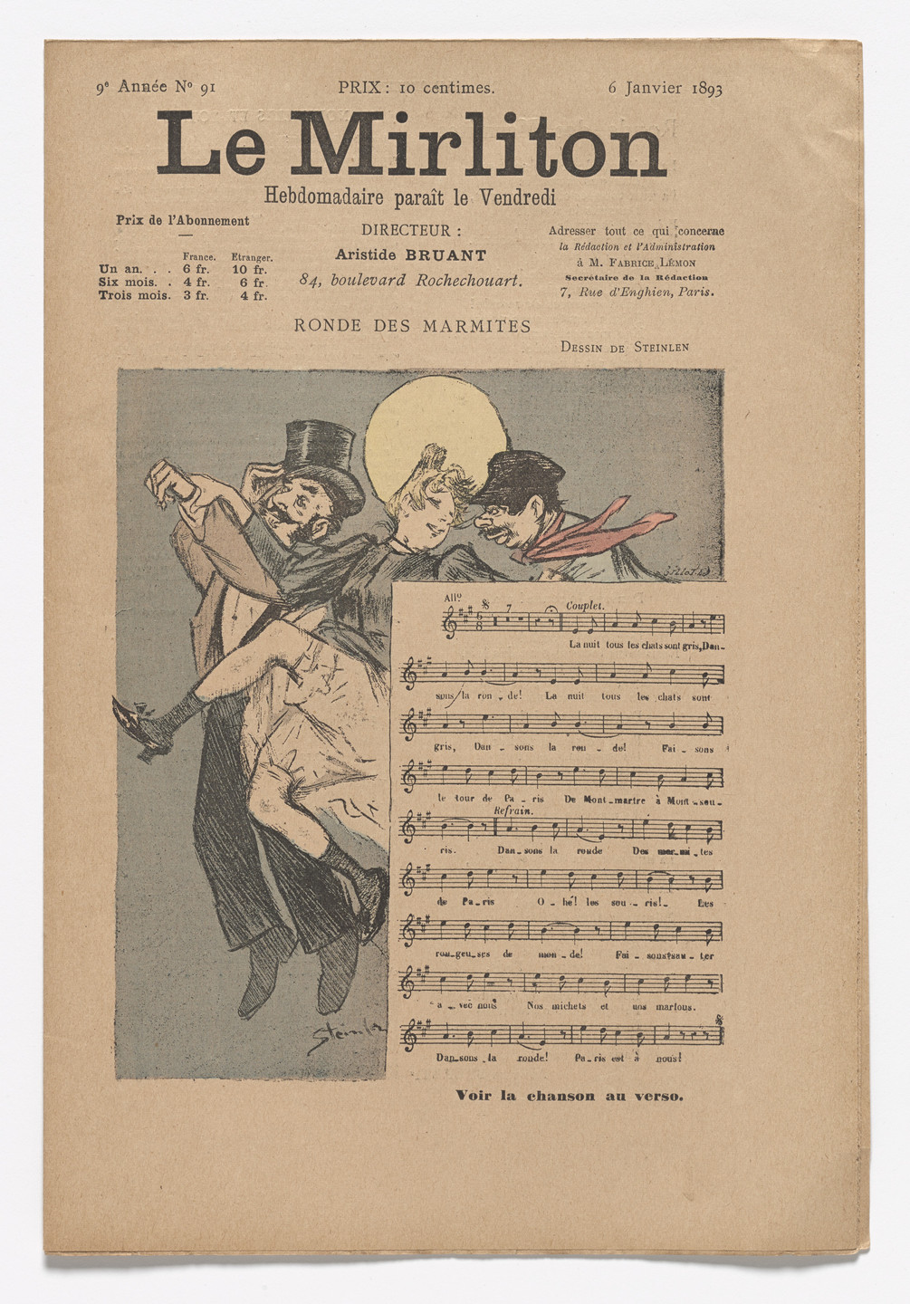 Théophile-Alexandre Steinlen. Le Mirliton, no. 91. January 6, 1893