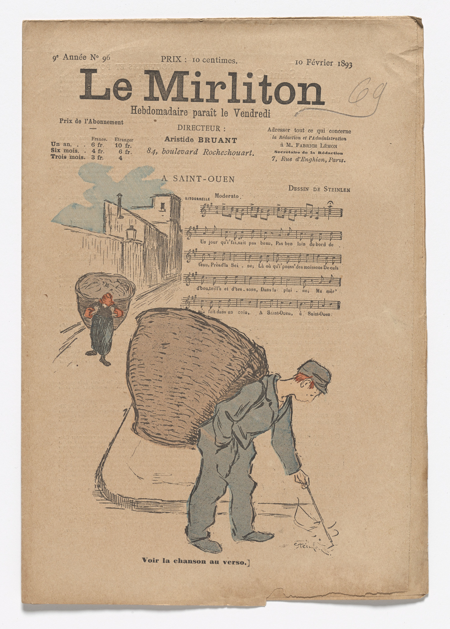 Théophile-Alexandre Steinlen. Le Mirliton, no. 96