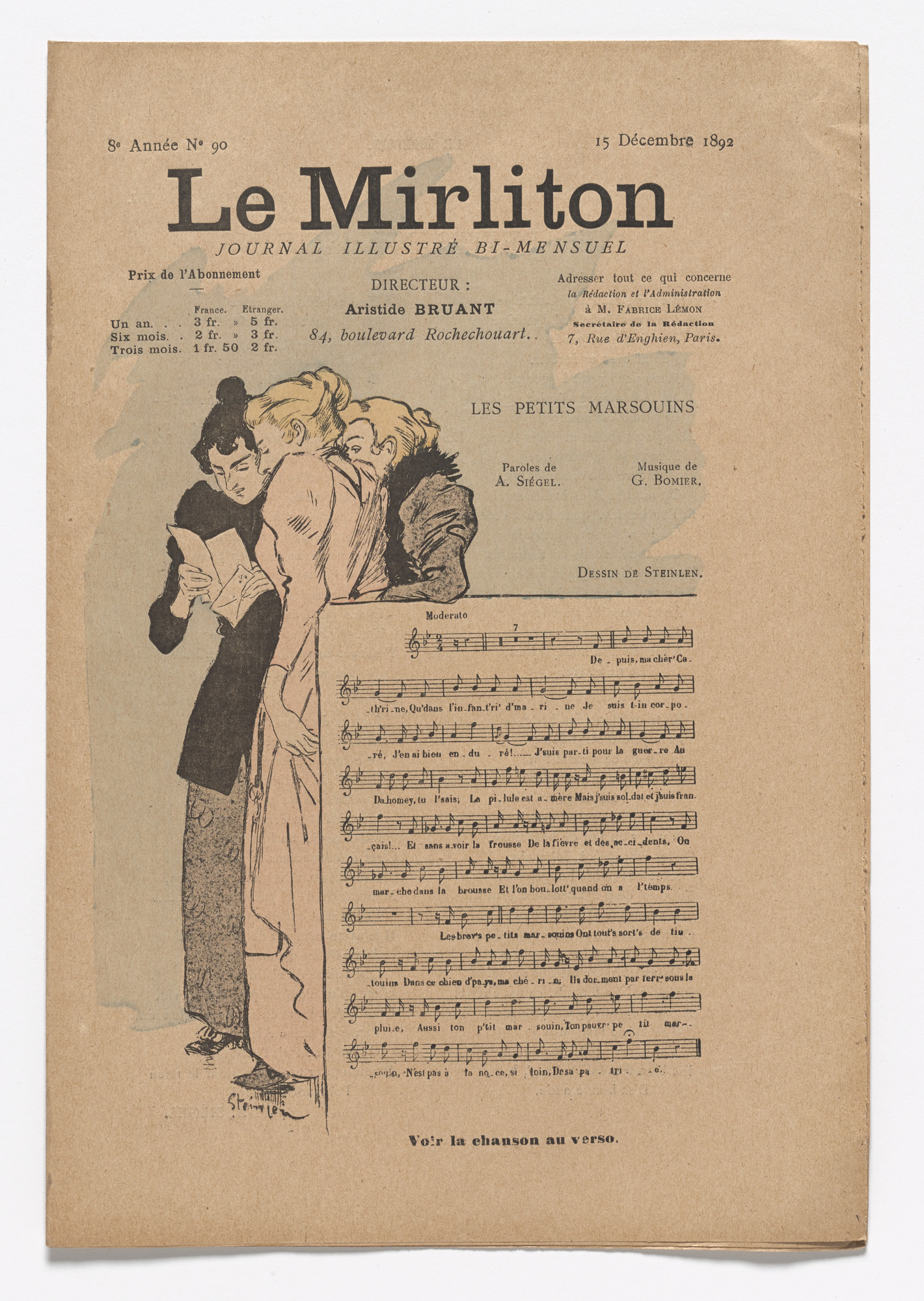 Théophile-Alexandre Steinlen. Le Mirliton, no. 90