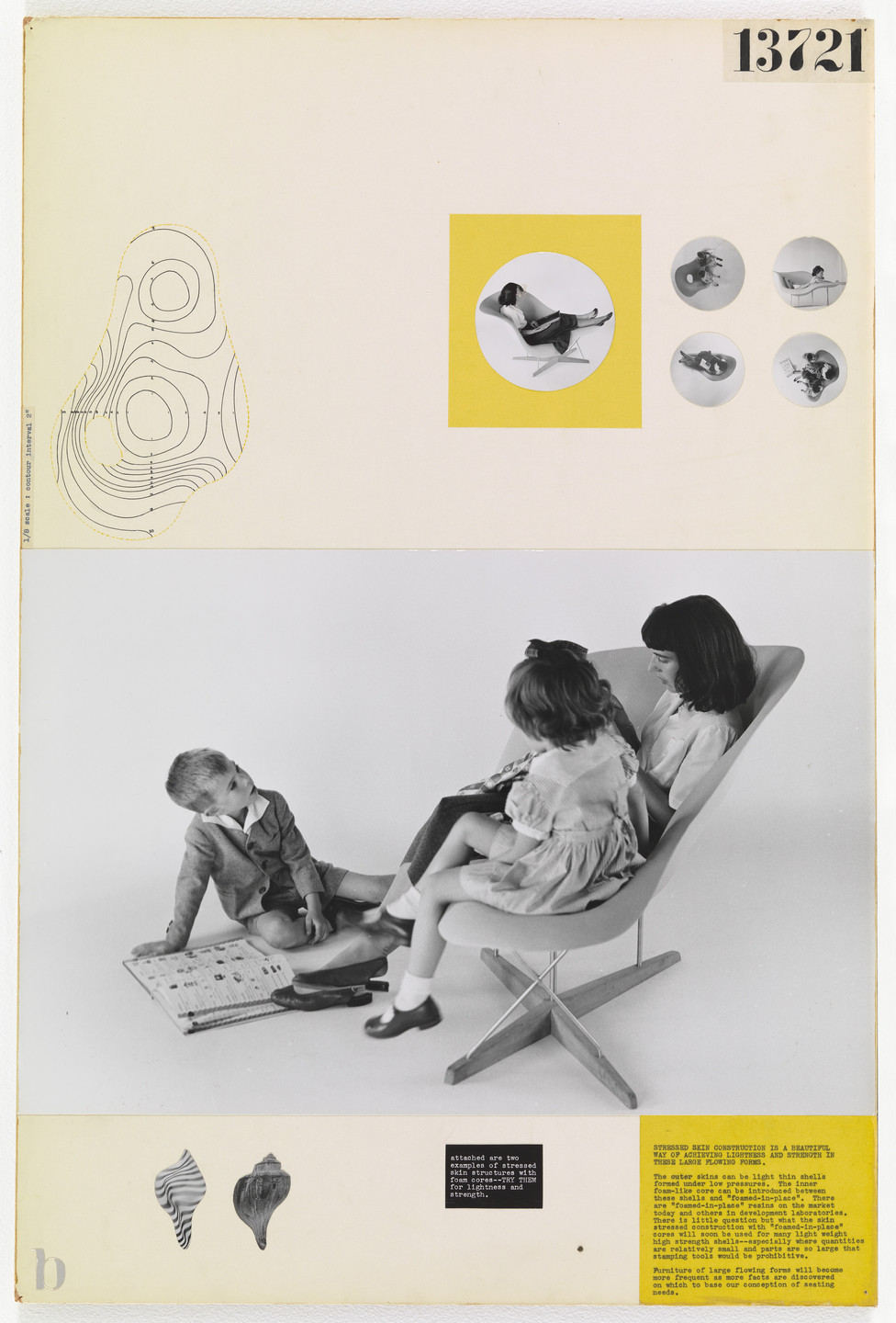 Charles Eames, Ray Eames. Entry Panel for MoMA International Competition for Low-Cost Furniture Design (La Chaise). c. 1950