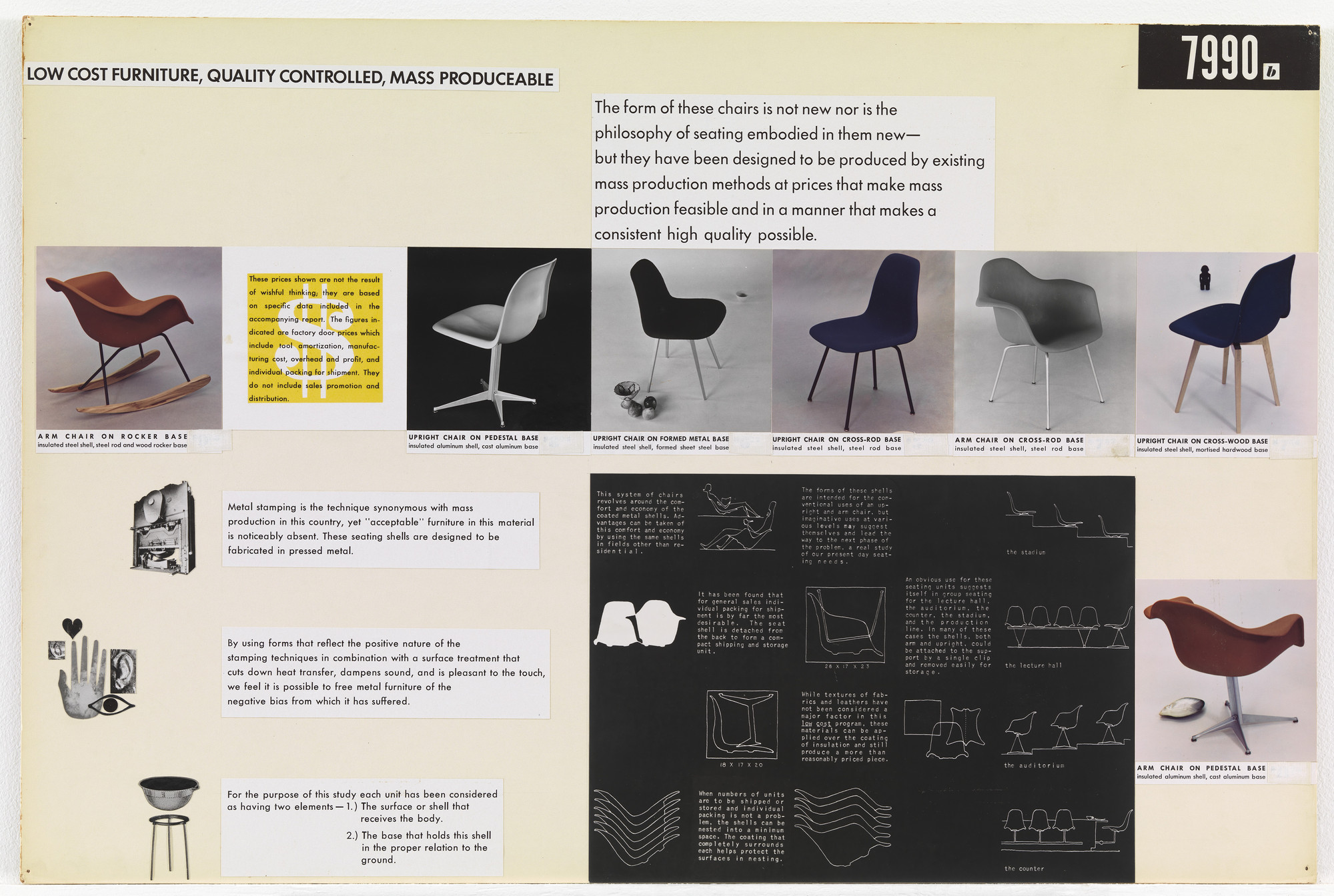 Charles Eames, Ray Eames. Entry Panel for MoMA International Competition for Low-Cost Furniture Design (7990b). 1949