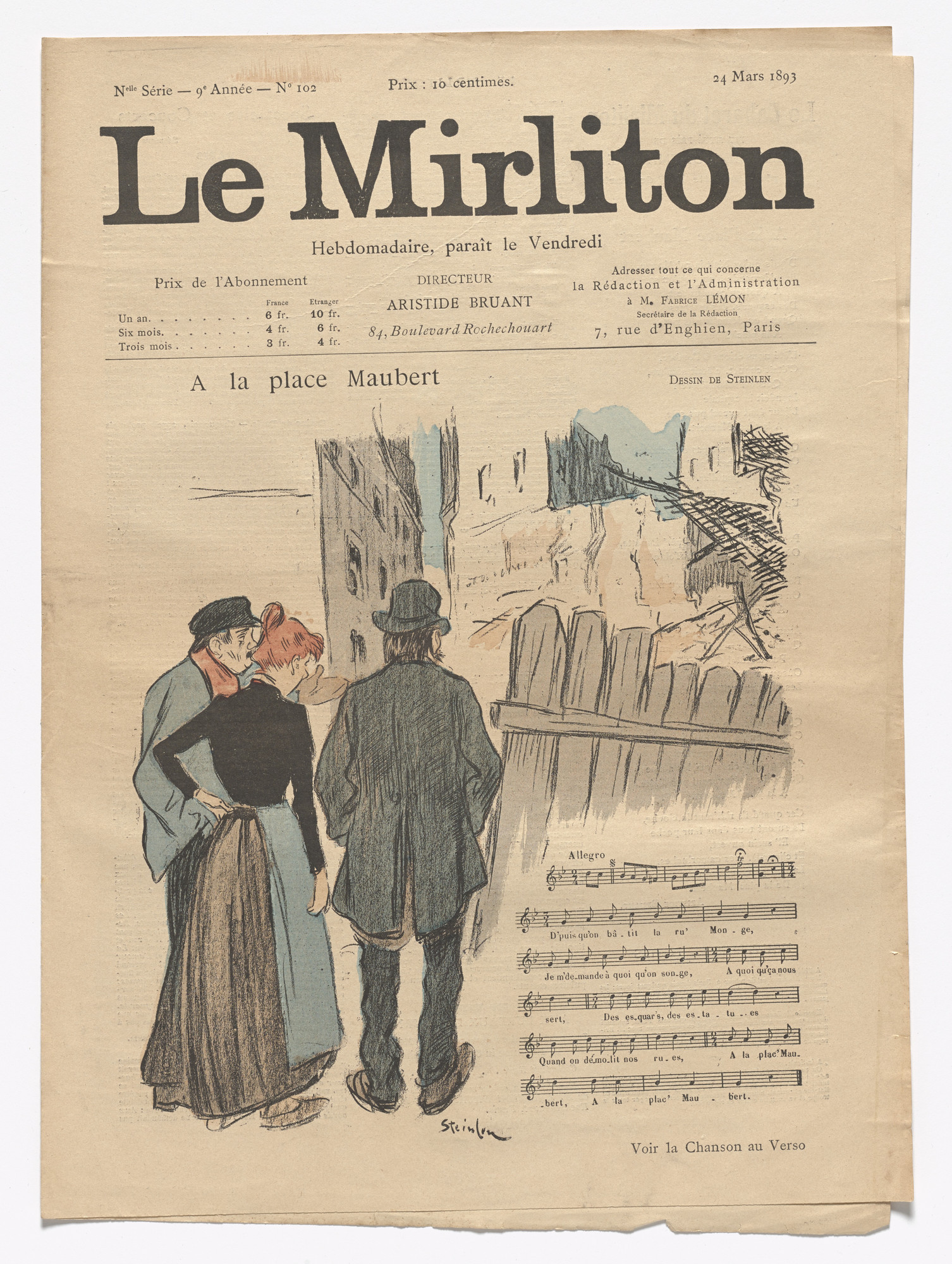 Théophile-Alexandre Steinlen. Le Mirliton, no. 102