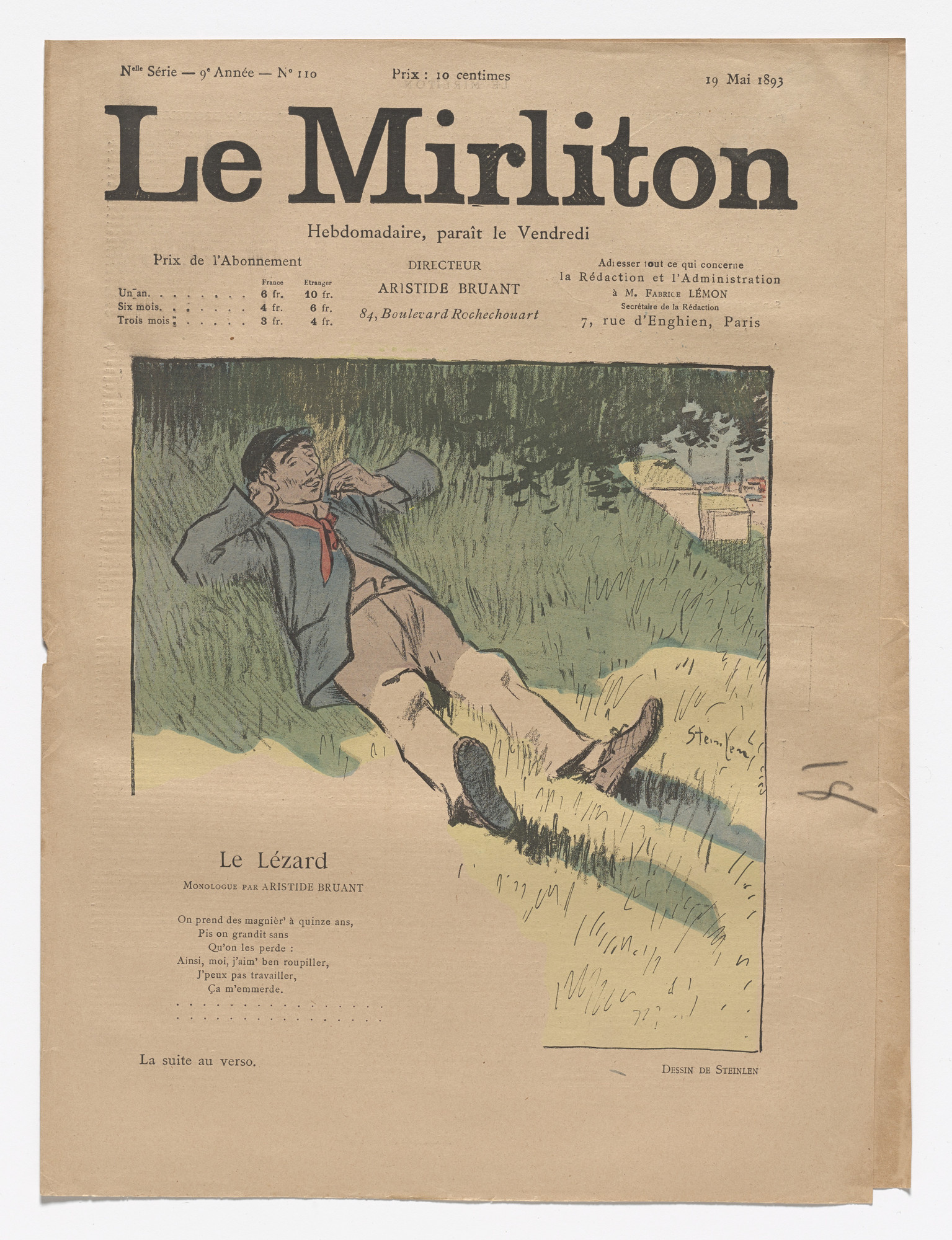 Théophile-Alexandre Steinlen. Le Mirliton, no. 110
