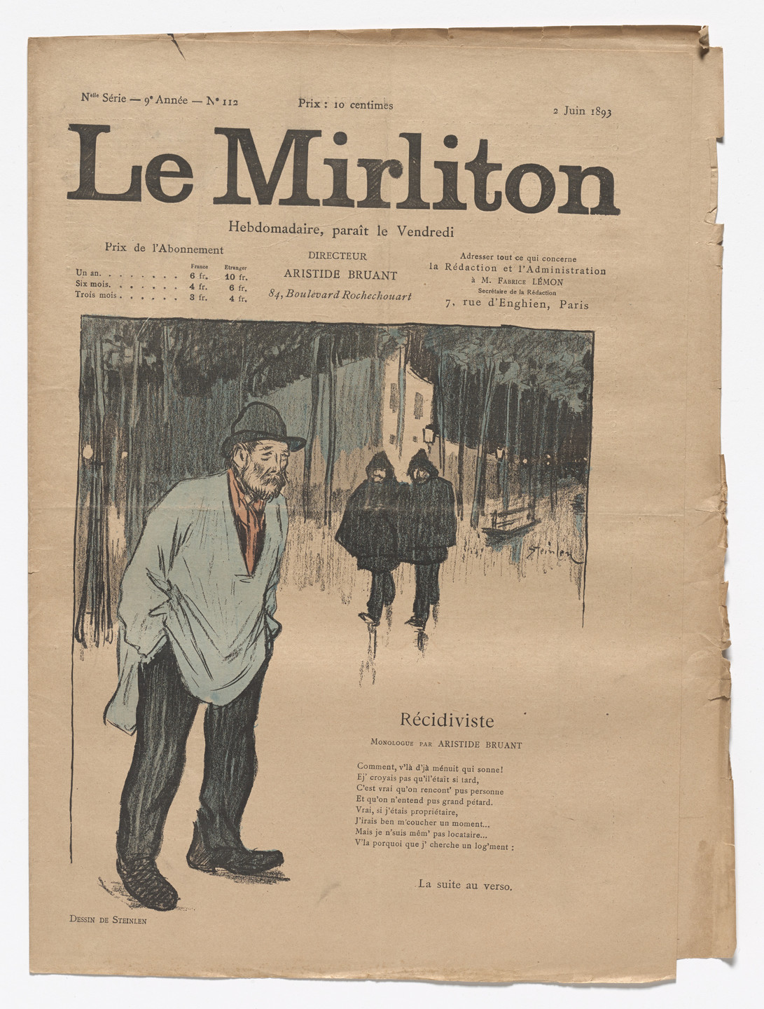 Theophile Alexandre Steinlen Le Mirliton No 112 June 2 13 Moma