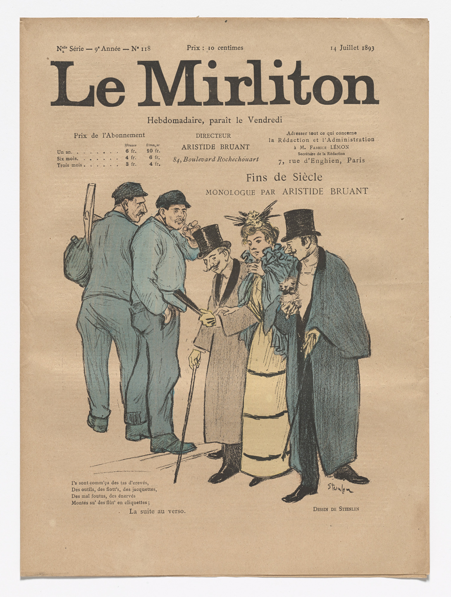 Théophile-Alexandre Steinlen. Le Mirliton, no. 118
