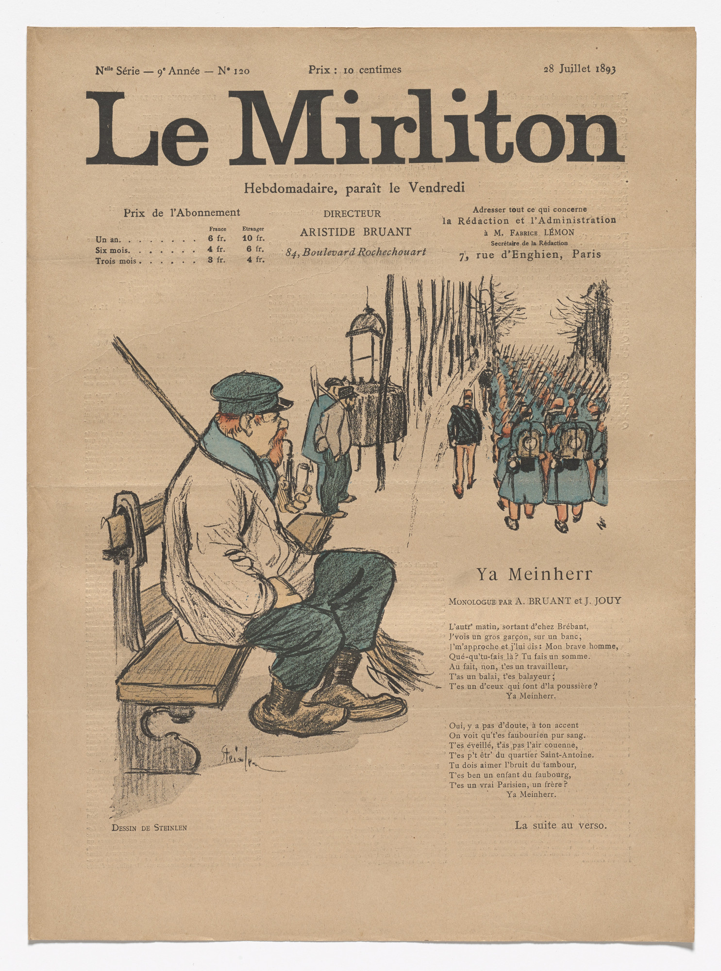 Théophile-Alexandre Steinlen. Le Mirliton, no. 120