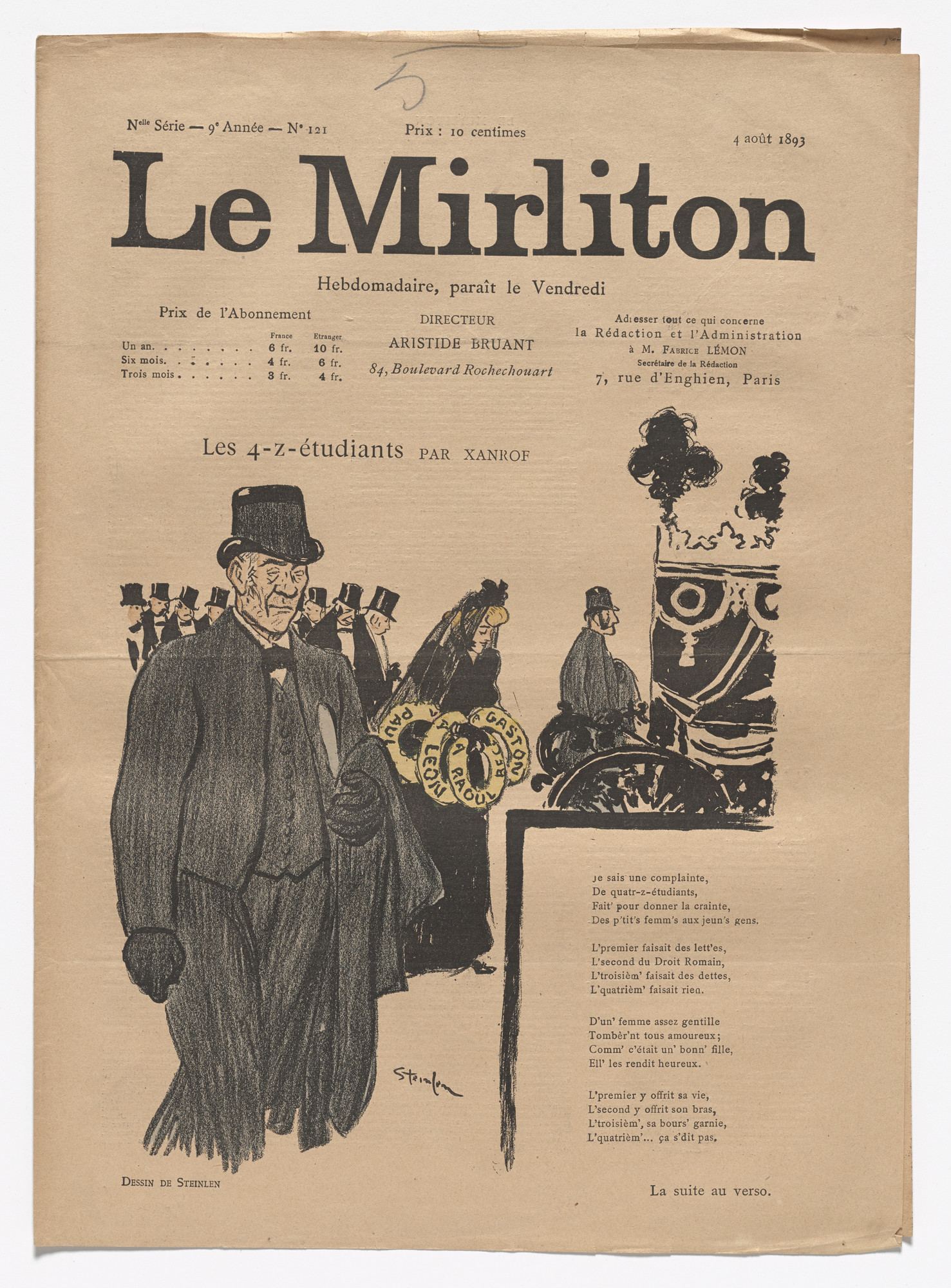 Théophile-Alexandre Steinlen. Le Mirliton, no. 121
