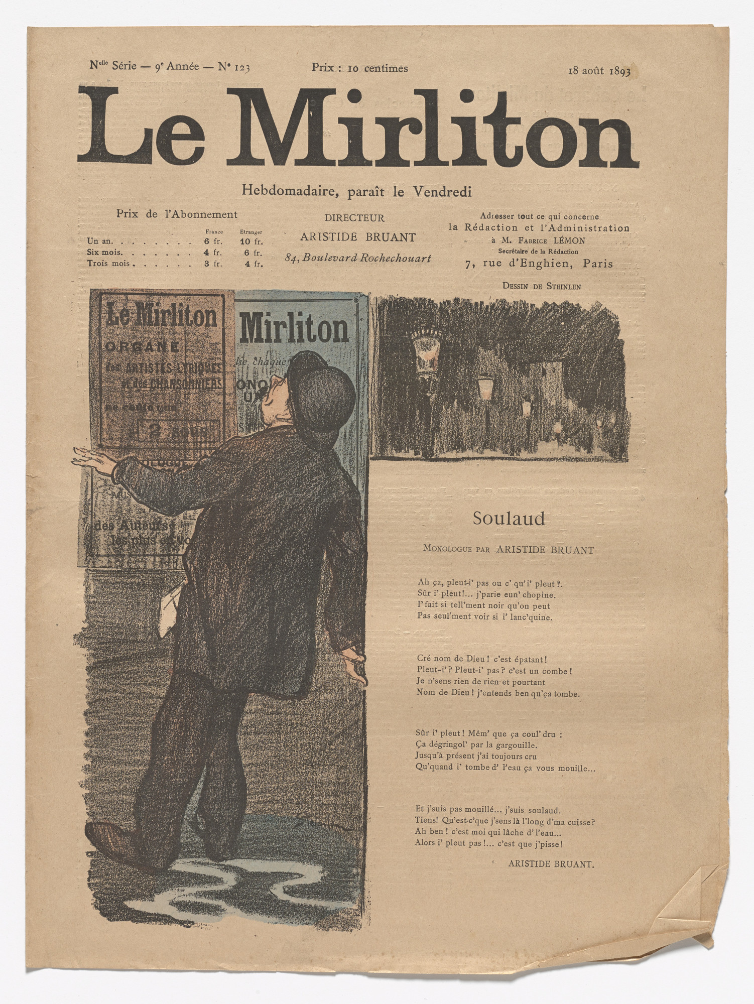 Théophile-Alexandre Steinlen. Le Mirliton, no. 123