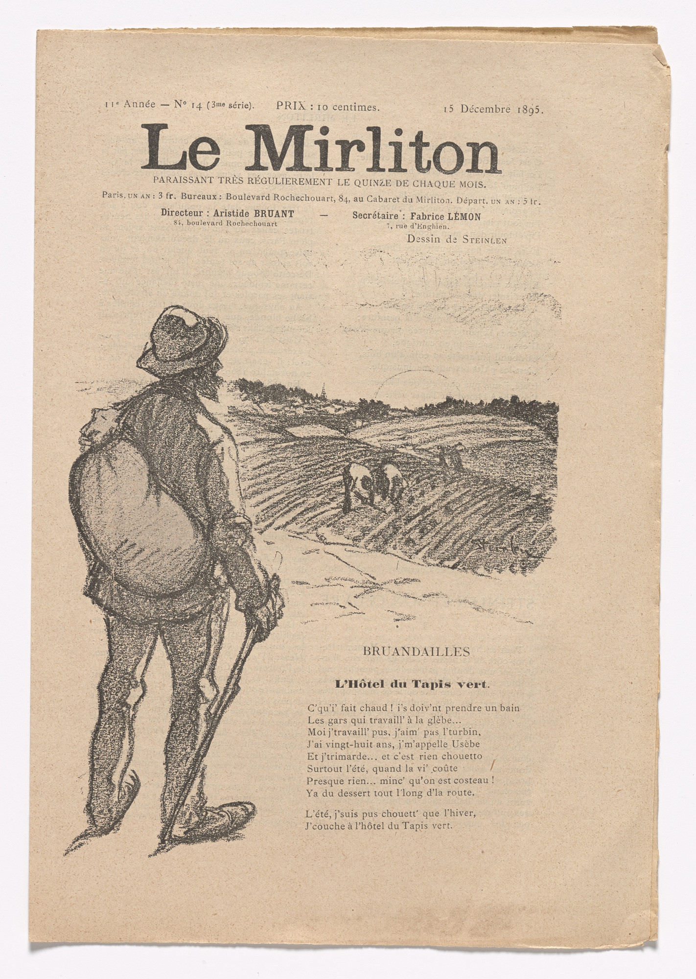 Theophile Alexandre Steinlen Le Mirliton No 14 December 15 15 Moma