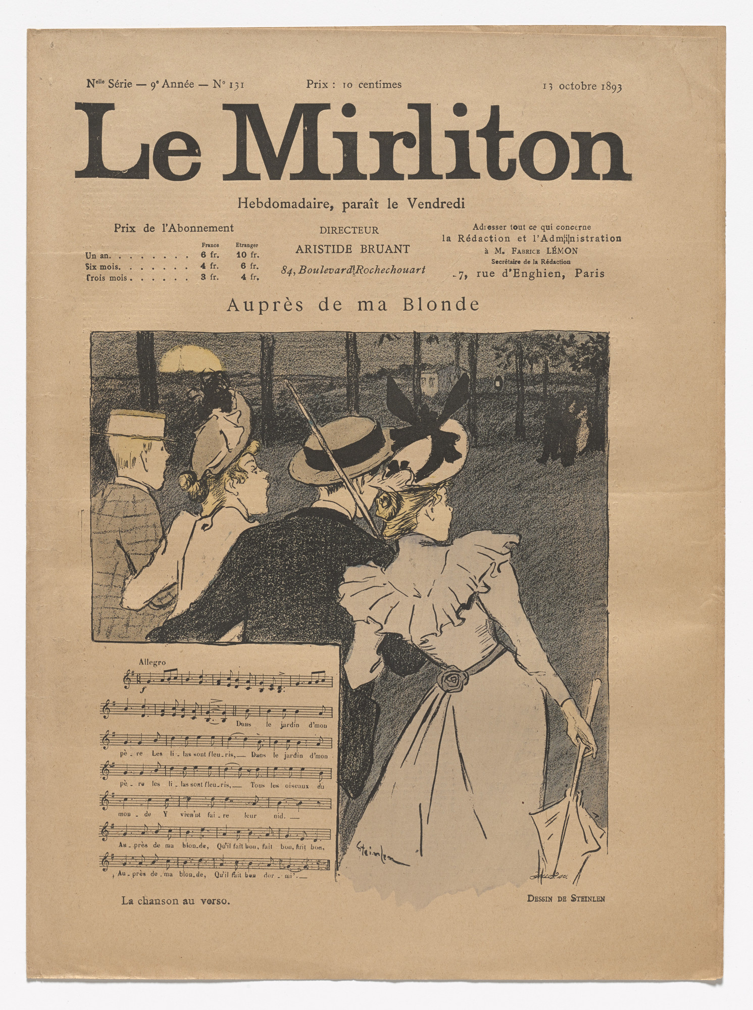 Théophile-Alexandre Steinlen. Le Mirliton, no. 131