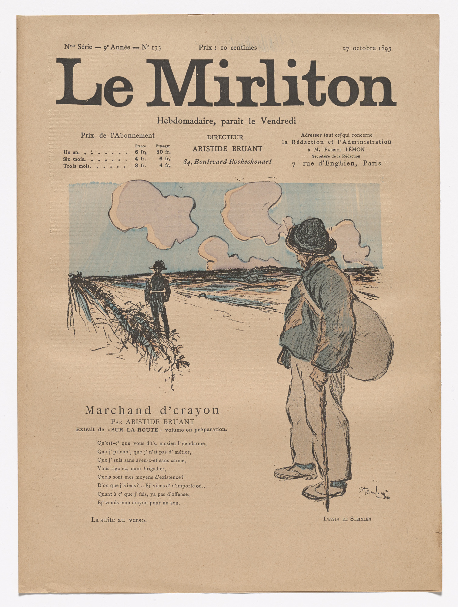 Théophile-Alexandre Steinlen. Le Mirliton, no. 133