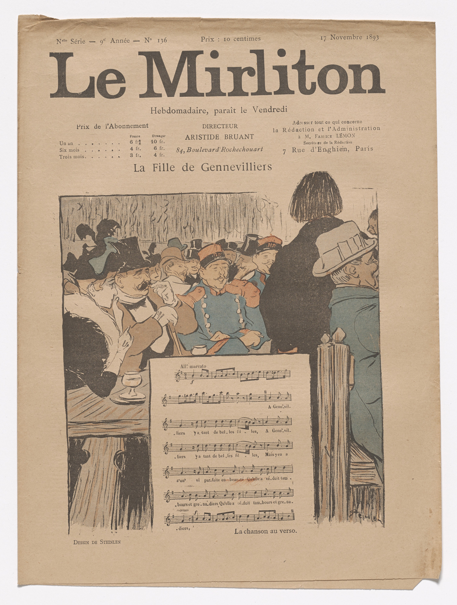 Théophile-Alexandre Steinlen. Le Mirliton, no. 136