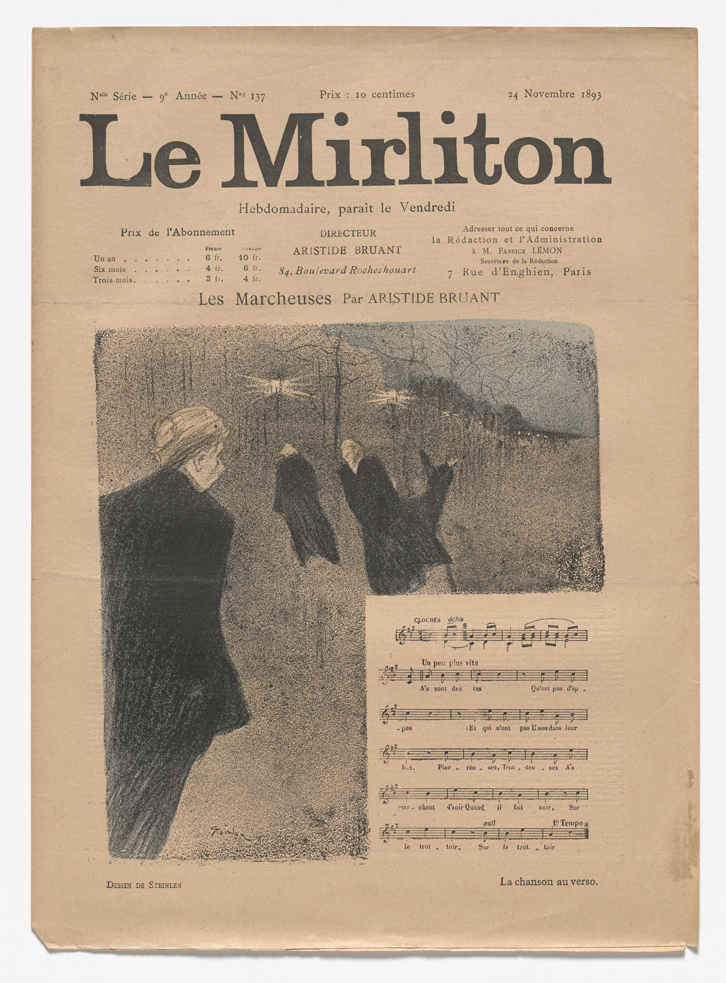 Théophile-Alexandre Steinlen. Le Mirliton, no. 137
