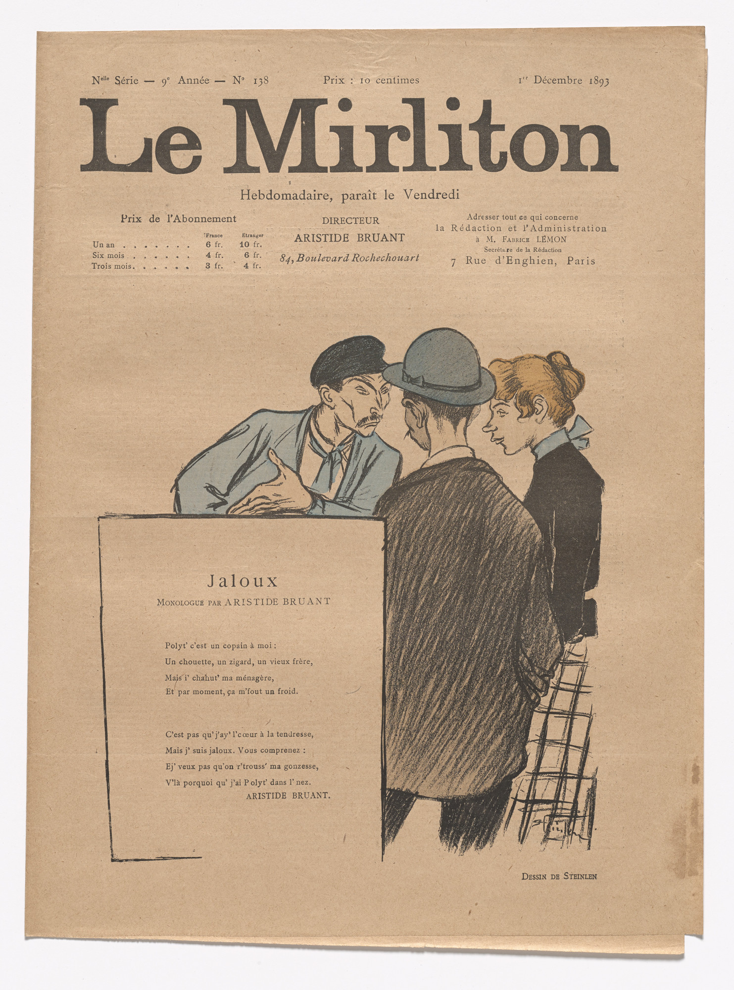 Théophile-Alexandre Steinlen. Le Mirliton, no. 138