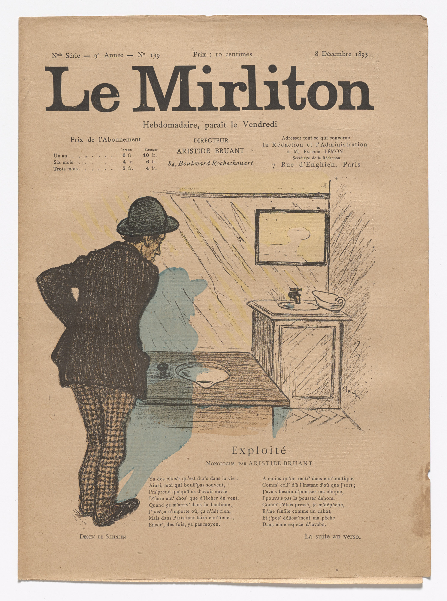 Théophile-Alexandre Steinlen. Le Mirliton, no. 139