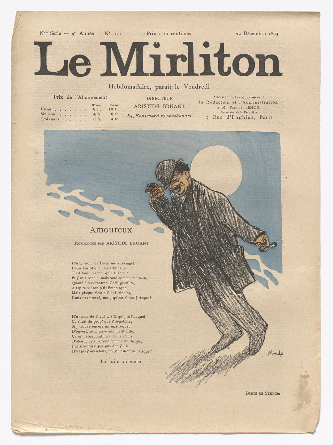 Theophile Alexandre Steinlen Le Mirliton No 141 December 22 13 Moma