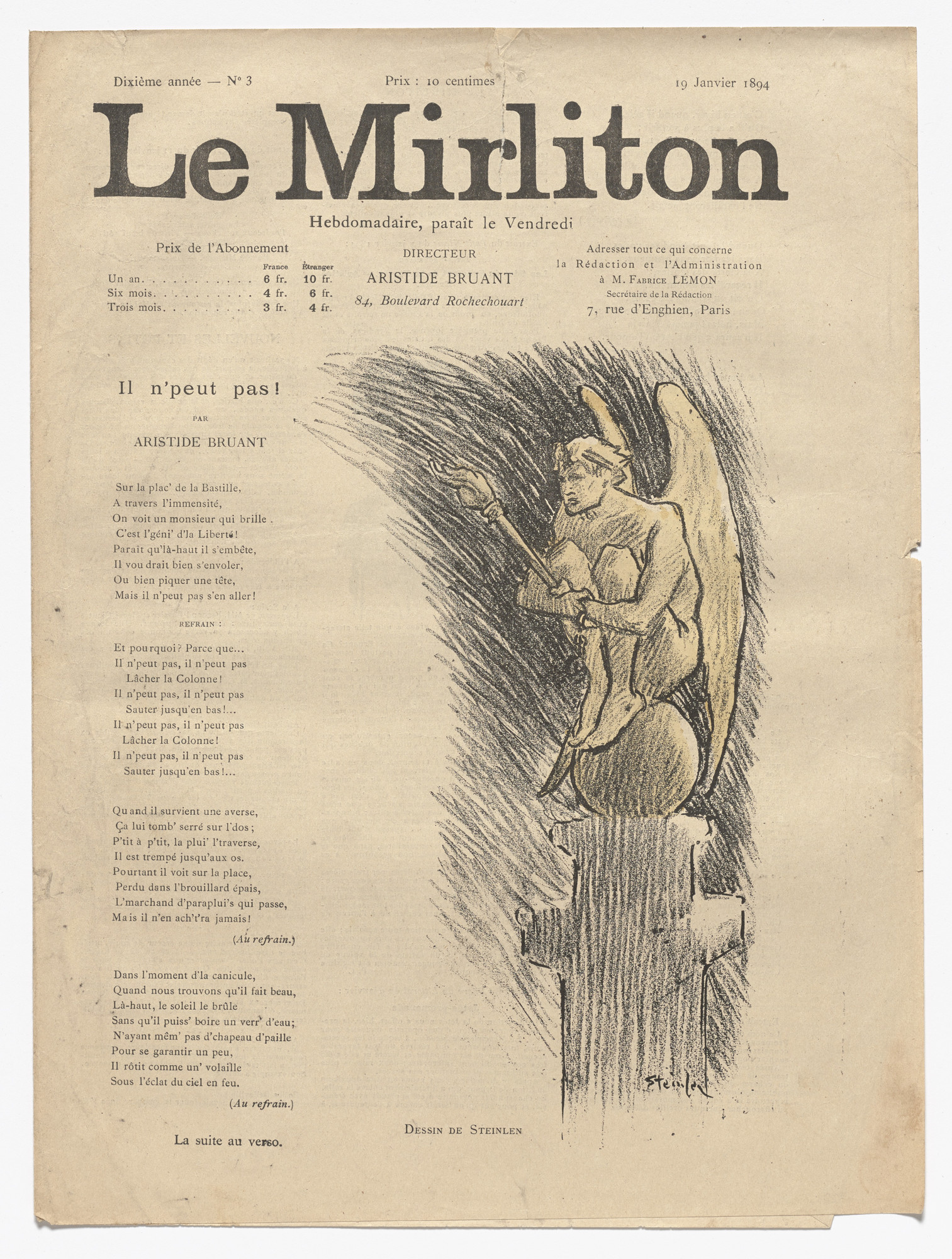 Théophile-Alexandre Steinlen. Le Mirliton, no. 3
